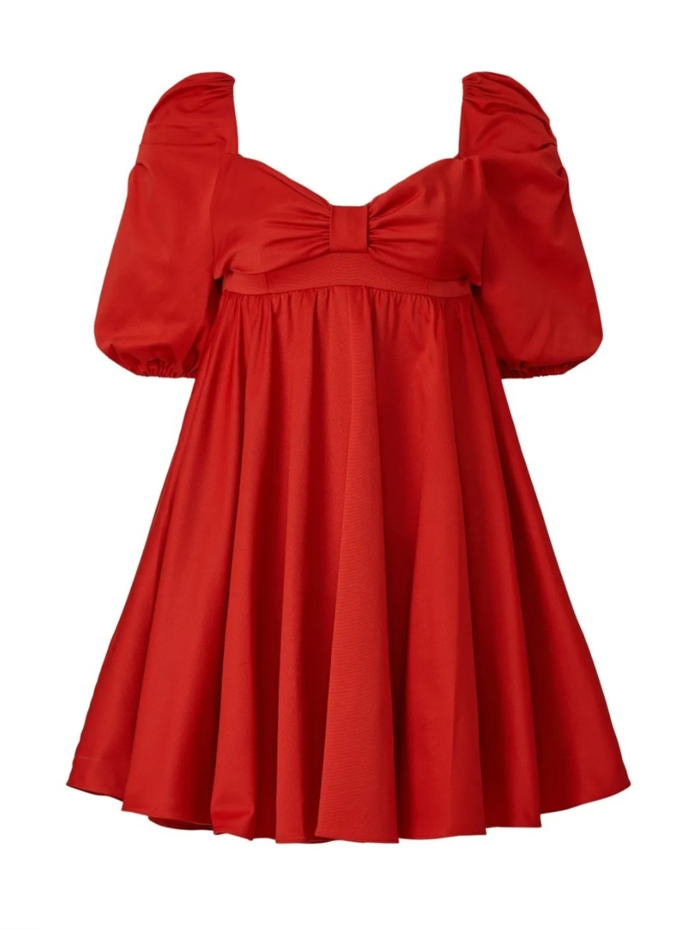 kate spade Red Puff-Sleeve Bow-Front Party Dress